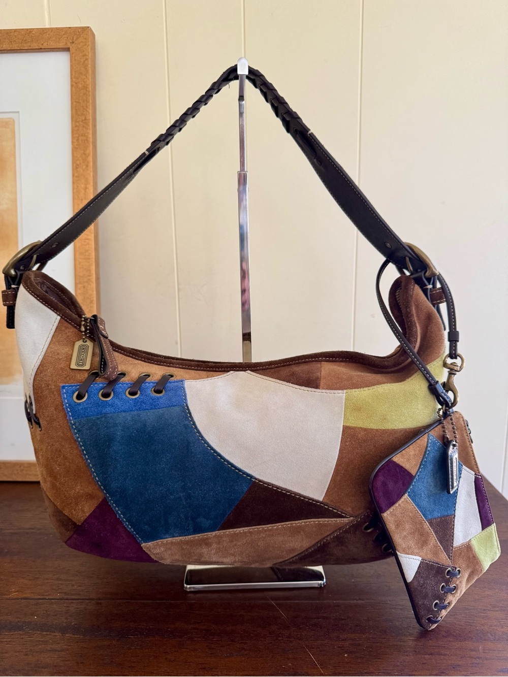 Coach Vintage Y2K SoHo Patchwork Suede Hobo Bag & Matching Wristlet Set 9587